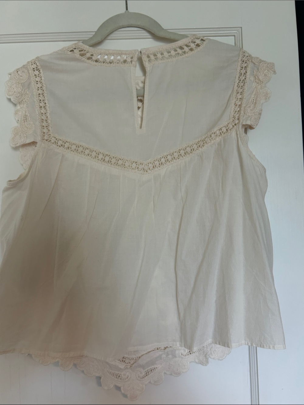 Zara Lace-Trim Embroidered Sleeveless Top - Cream - Picture 4 of 4